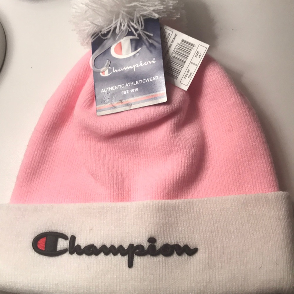 Pink champion beanie